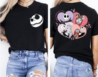 Jack Skellington Couple Love Sweatshirt, Jack And Sally  Shirt, Nightmare Cupids Love Shirt, Disney Valentine&#39;s Day Shirt