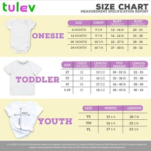 the size chart for a baby's bodysuit