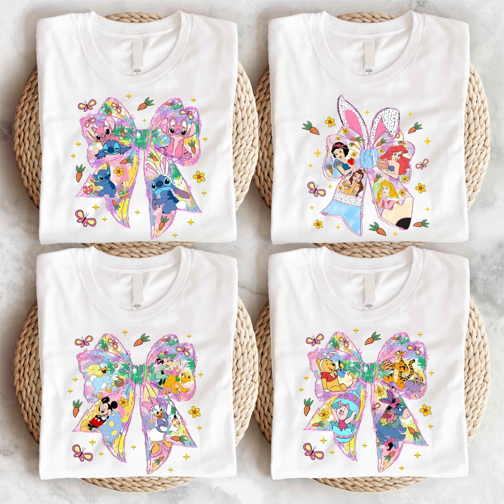 Disneyworld Easter Coquette T-Shirt, Mickey Easter Shirt, Disney Princess Easter Shirt, Stitch And Angel Easter Shirt, Easter Kids Shirt Bespoketshirt