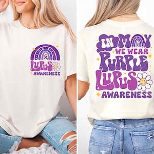 Lupus Awareness T-shirt, Im Mai tragen wir lila Shirt, Purple Ribbon T-Shirt, Lupus Support Shirt, Lupus Awareness Month Sweatshirt