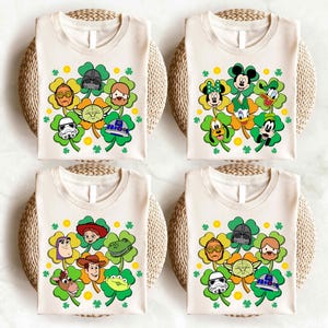 Disney St Patricks Day Besties Shirt, Mickey Minnie Lucky T-Shirt, Toy Story Four Leaf Clover Sweatshirt, Star Wars Shirt, Green Day Tees