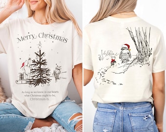 Winnie and Piglet Christmas T-shirt, Disney Merry Christmas Sweat, Winnie The Pooh Santa Tee, Piglet Xmas Trip Hoodie, Xmas Friends Shirt