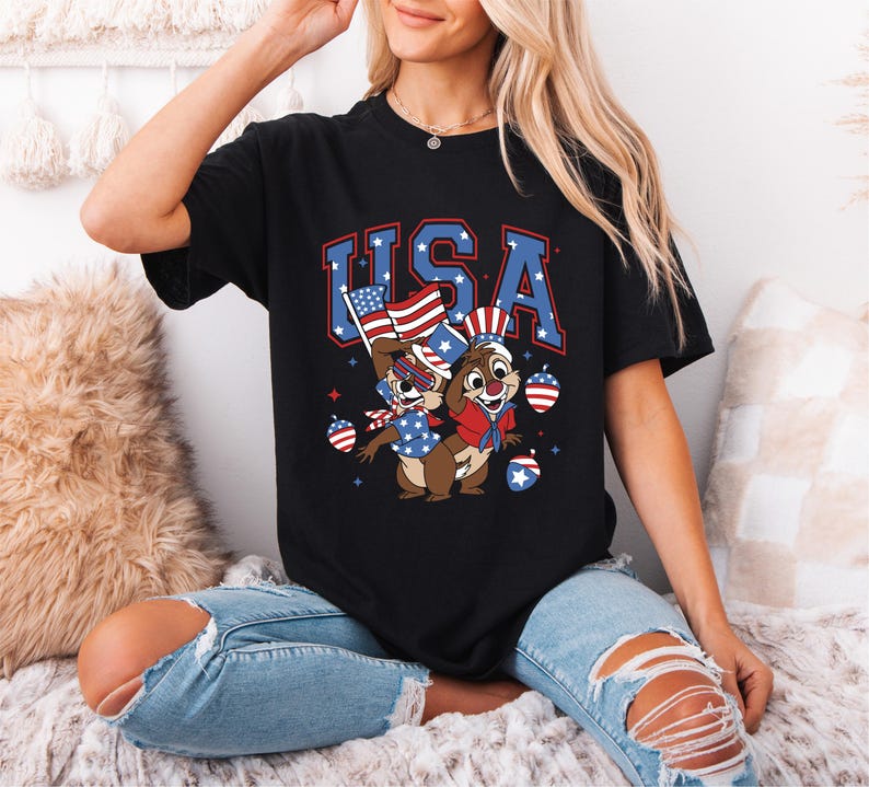Disney USA Shirt, Chip and Dale 4th of July T-Shirt, Disney Independence Day Shirt, Disneyworld American Flag Shirt, Chip Fourth of July Tee