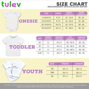 the size chart for a baby's bodysuit