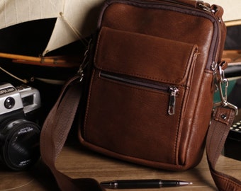 Personalized Leather Satchel, Genuine Leather Messenger Bag
