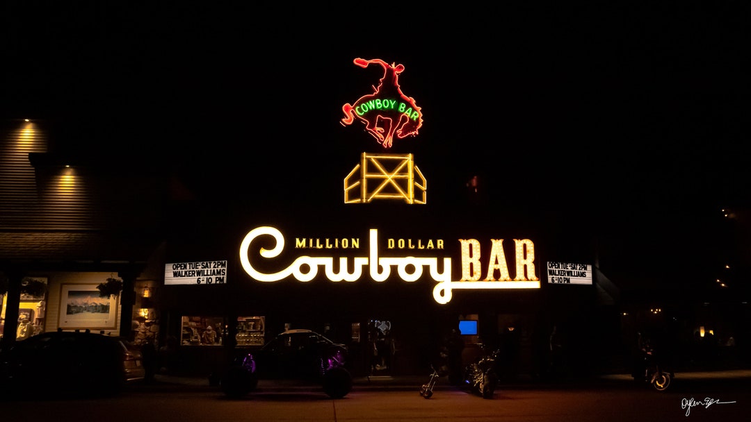 Cowboy Bar Jackson Hole Wyoming Night Photography Wall Etsy