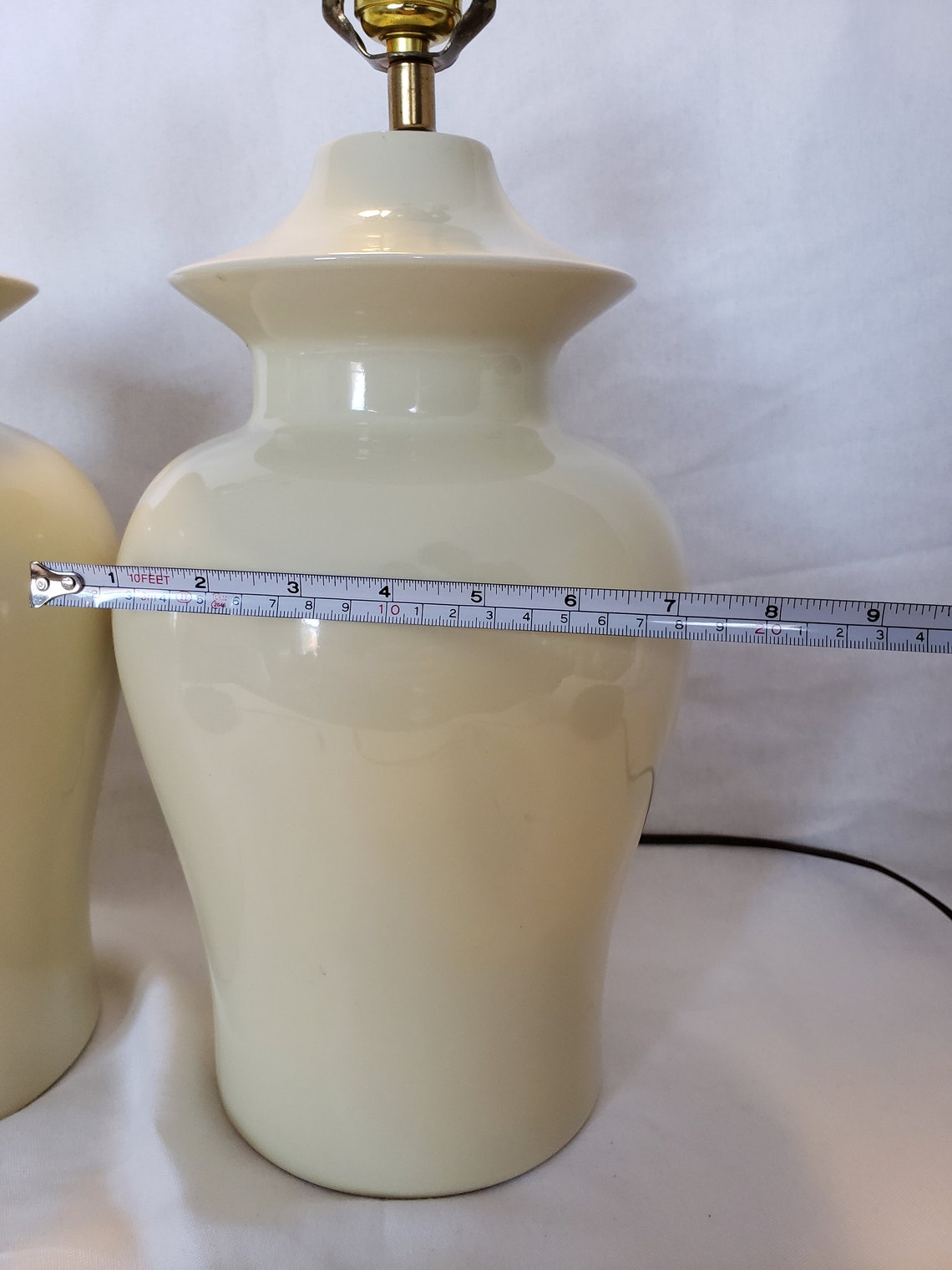A Pair of Vintage Beige Ginger Jar Lamps no shade Etsy