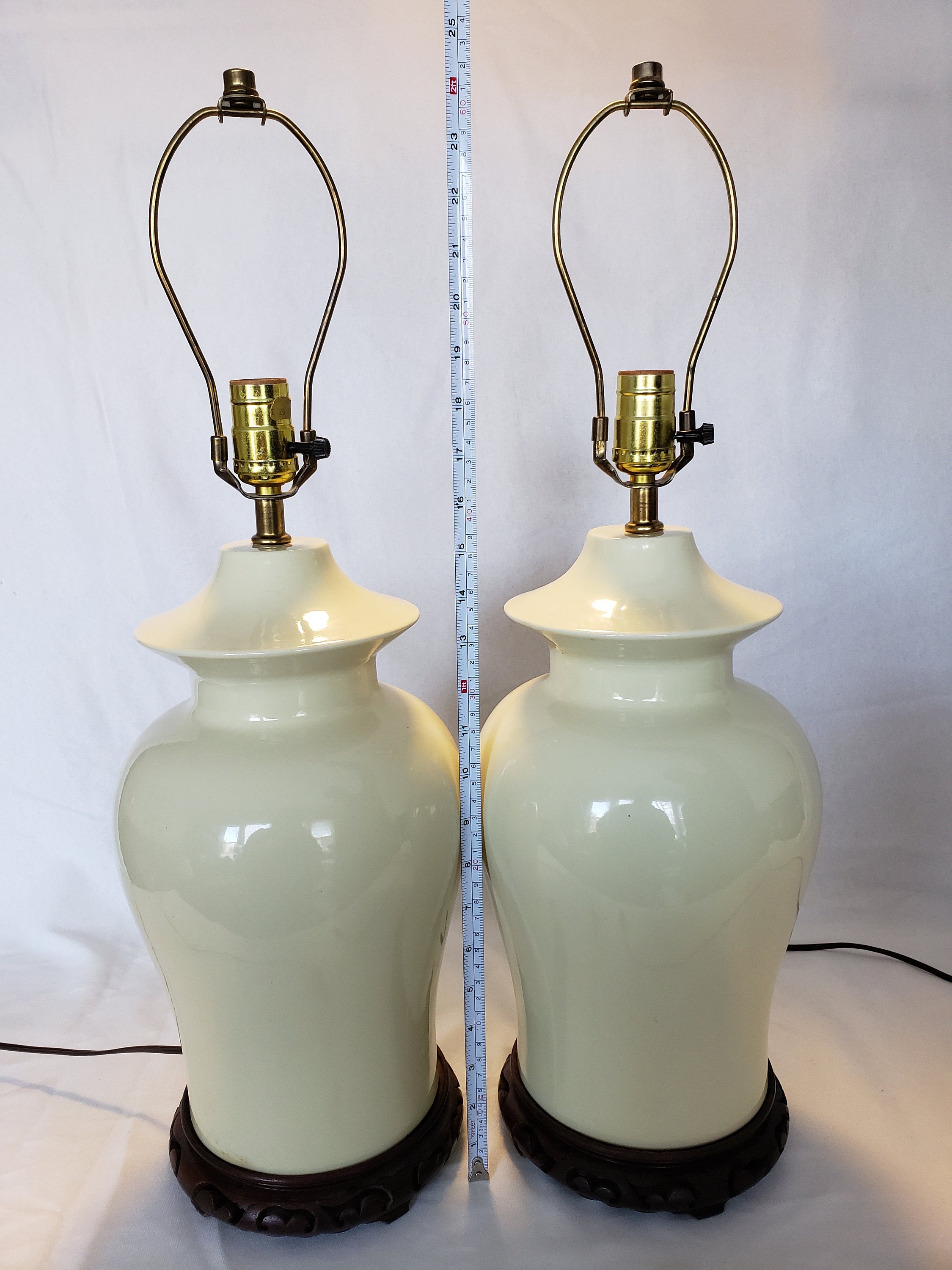 A Pair of Vintage Beige Ginger Jar Lamps no shade Etsy