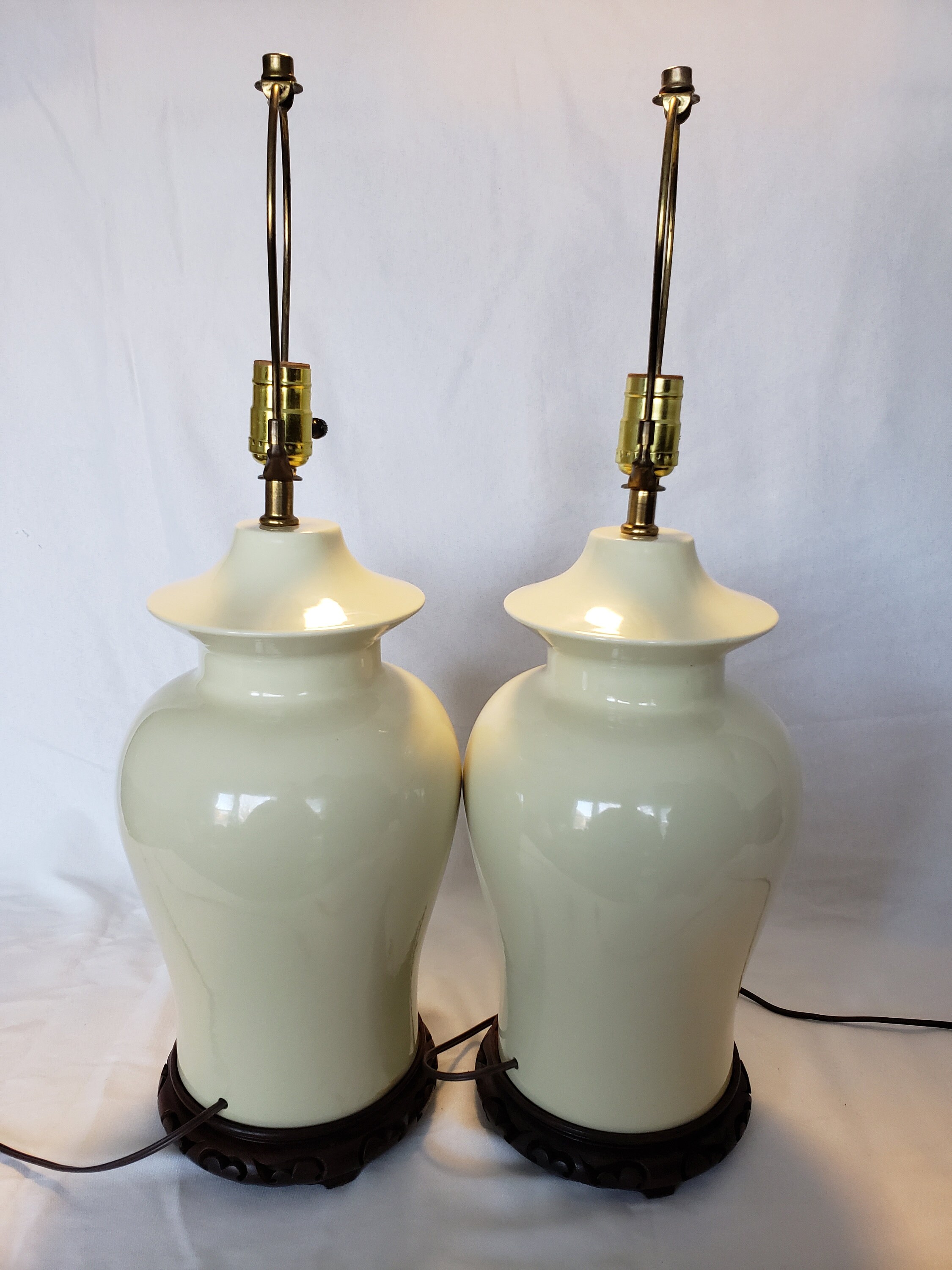 A Pair of Vintage Beige Ginger Jar Lamps no shade Etsy