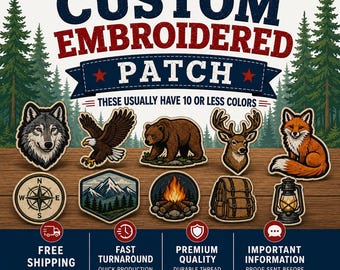 Custom Embroidered Patches, Personalized Logo Patch, Custom Iron On Patch, Sew On Patch, Custom Name Patch, Hook Loop Velcro Patch Bulk