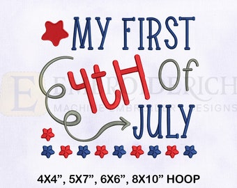 My First 4th of July Embroidery Design (4 Sizes, Digital Download)