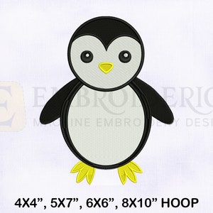 Cute Penguin Machine Embroidery Design, Animals Embroidery Designs, Penguin Embroidery Design, 4 Sizes Machine Embroidery Designs