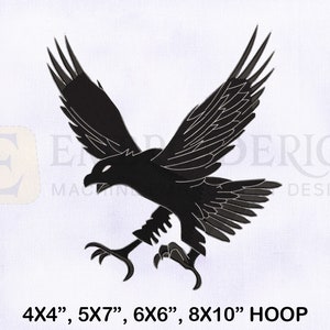 Eagle Landing Machine Embroidery Design, Animals Birds Embroidery Designs, Eagle Embroidery Design, 4 Sizes Machine Embroidery Designs