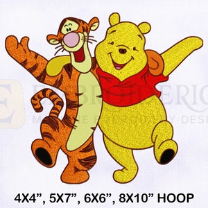 Winnie the Pooh and Tigger Embroidery Design,  Winnie the Pooh Machine Embroidery Designs, Pooh Embroidery Design, 4 Sizes Embroidery Design