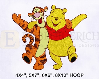 Winnie the Pooh and Tigger Embroidery Design,  Winnie the Pooh Machine Embroidery Designs, Pooh Embroidery Design, 4 Sizes Embroidery Design