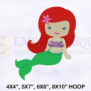 Gorgeous Baby Mermaid Machine Embroidery Design, Baby Mermaid Embroidery Designs, Mermaid Embroidery Design, 4 Sizes Embroidery Designs
