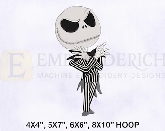Jack Skellington Embroidery Design, Halloween Machine Embroidery (4 Sizes)