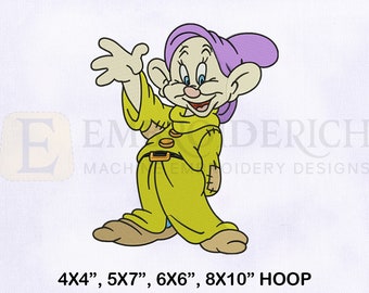 Hey Dopey Machine Embroidery Design, Dwarf Embroidery Designs, Seven Dwarfs Machine Embroidery Designs, 4 Sizes Machine Embroidery Designs