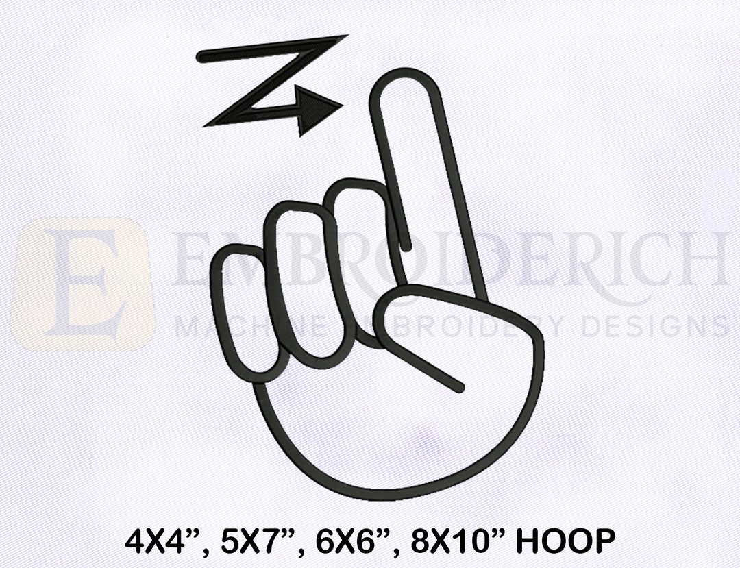Deaf Sign Language Alphabet Z Embroidery Design 4 Sizes EMB Designs Sign Language Z Embroidery