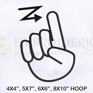 Deaf Sign Language Alphabet Z Embroidery Design | 4 Sizes EMB Designs | Sign Language Z Embroidery Design | Hand Sign Z Embroidery Design