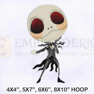 Dancing Jack Skellington Embroidery Design, Halloween Embroidery Designs, 4 Sizes Machine Embroidery Designs, Jack Skellington EMB Designs