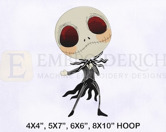 Dancing Jack Skellington Embroidery Design, Halloween Machine Embroidery (4 Sizes)