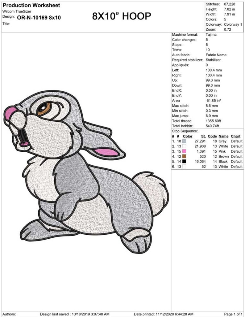 Thumper Rabbit Machine Embroidery Design Disney Embroidery | Etsy