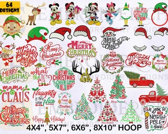 60+ Christmas Embroidery Designs Bundle, 4 Sizes EMB Designs, Trees, Cars, Mickey Embroidery Designs Bundle, Christmas Embroidery Designs