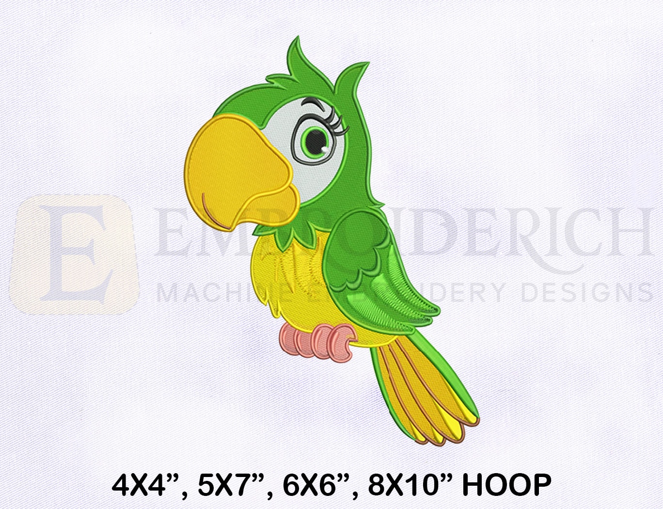 Pet Bird Green Parrot Embroidery Design Green Parrot picture