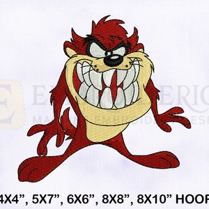 Looney Tune Tasmanian Embroidery Designs, Looney Tune Embroidery Designs, Tasmanian Devil Embroidery Design, 4 Sizes PES Embroidery Design