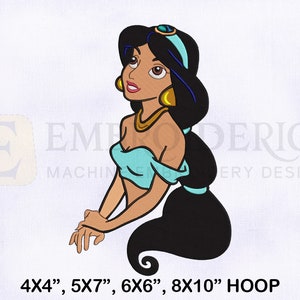Princess Jasmine Machine Embroidery Design, Princess Embroidery Designs, Jasmine Embroidery Design, 4 Sizes Machine Embroidery Designs