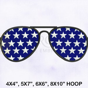 American Sunglasses Embroidery Design, 4th Of July Embroidery Designs, Sunglasses Embroidery Design, 4 Sizes Machine Embroidery Designs