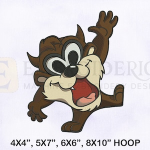 Baby Tasmanian Taz Machine Embroidery Design, Baby Taz Embroidery Design, Looney Tune Embroidery Designs, 4 Sizes Machine Embroidery Designs