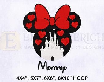 Mommy Castle Minnie Machine Embroidery Design | 4 Sizes Embroidery | Valentine’s Day Embroidery Design | Minnie Castle Embroidery Designs