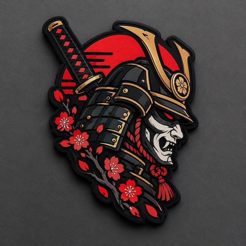 Samurai Blossom PVC Patch, PVC Patches