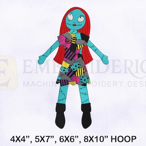 TNBC Sally Doll Machine Embroidery Design, Halloween Embroidery Designs, 4 Sizes Machine Embroidery Designs, Sally Doll Embroidery Designs