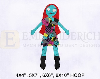 Sally Doll Machine Embroidery Design, Halloween Embroidery (4 Sizes)