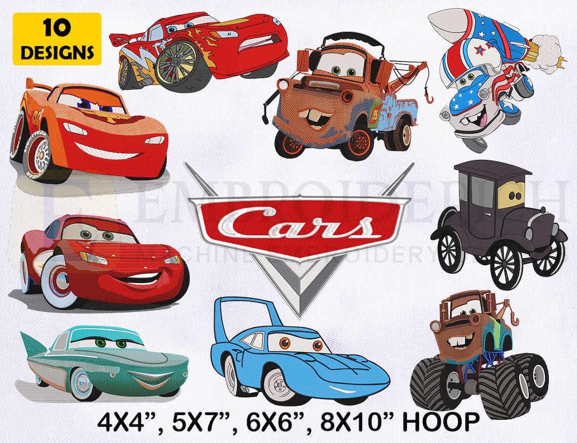 Cars Machine Embroidery Designs Bundle 4 Sizes Embroidery Etsy