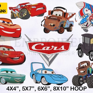 Cars Machine Embroidery Designs Bundle, 4 dimensioni Embroidery Design Car Embroidery Designs Bundle, Lightning McQueen Machine Embroidery Design