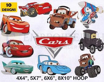 Cars Machine Embroidery Designs Bundle, 4 Sizes Embroidery Design Car Embroidery Designs Bundle, Lightning McQueen Machine Embroidery Design