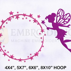 Fairy Making Circle Frame Embroidery Design, Fairy Frame Embroidery Design, Fairy Embroidery Designs, 4 Sizes Machine Embroidery Designs