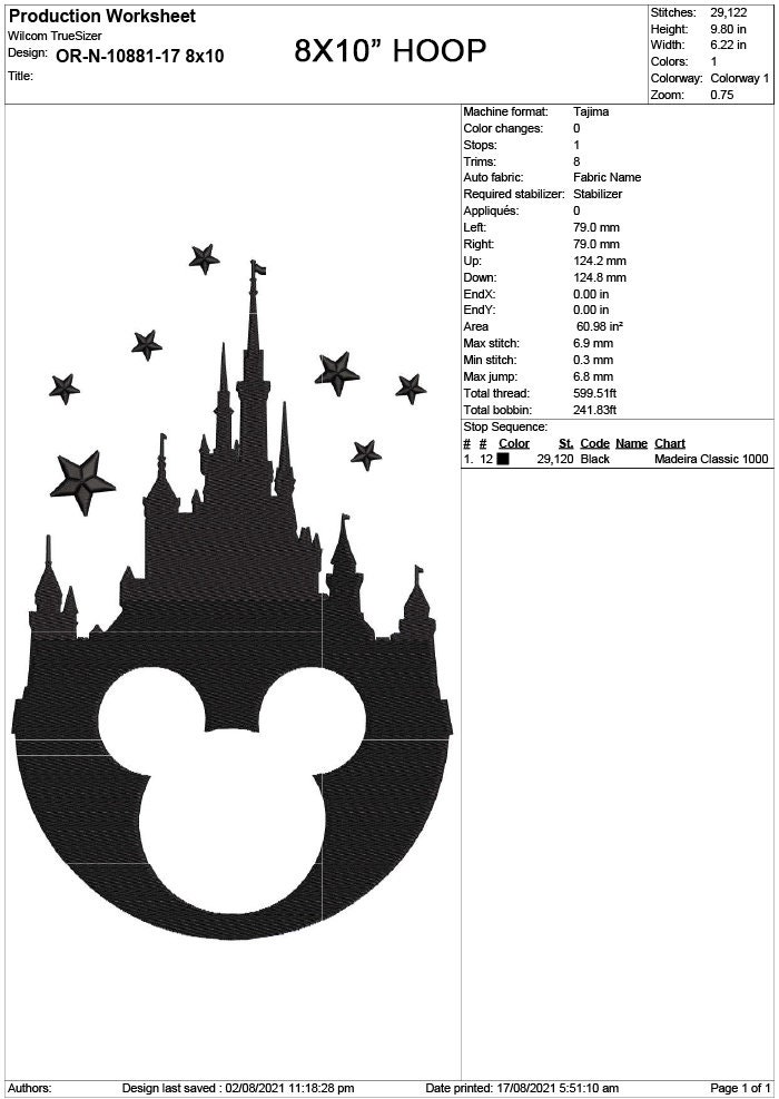 Silhouette Mickey Mouse Castle Embroidery Design Mickey - Etsy