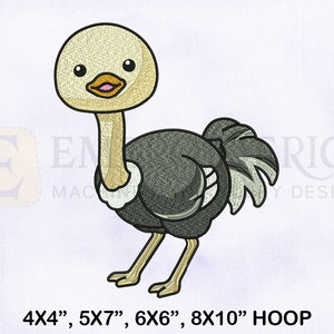 Little Baby Ostrich Machine Embroidery Design, Flamingo Embroidery Design, Baby Ostrich Embroidery Design, 4 Sizes Machine Embroidery Design