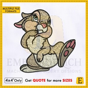 Miss Bunny Thumper Machine Embroidery Design 4x4 Hoop EMB Design  