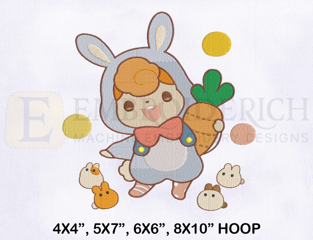 Zodiac Rabbit With Cute Babies Embroidery Design, Chinese Zodiac ...