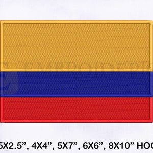 Colombia Flag Machine Embroidery Design | Flag Embroidery Design | Flag of Colombia Embroidery Design | 4 Sizes Machine Embroidery Designs