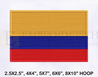 Vlag van Colombia machineborduurontwerp | Borduurontwerp vlag | Vlag van Colombia borduurontwerp | Machineborduurontwerpen in 4 maten