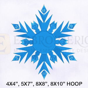 May include: A blue snowflake embroidery design for a 4x4, 5x7, 8x8, or 8x10 inch hoop.
