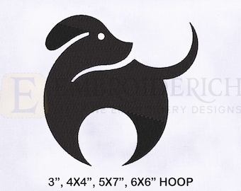 Silhouette Dog Logo Machine Embroidery Design | 4 Sizes EMB Designs | Dog Symbol Embroidery Design | Dog Embroidery Design | Logo EMB Design