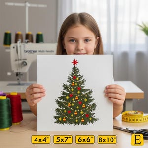 Hermoso diseño de bordado de árbol de Navidad decorativo, diseños de bordado navideño, diseños de bordado a máquina en 4 tamaños, diseños de árbol EMB